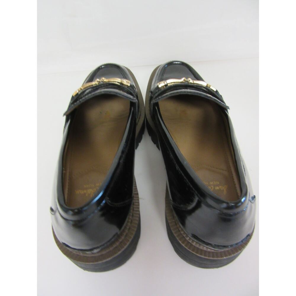 SAM EDELMAN Laurs Black Faux Patent Leather 8.5M Slip On Lugged Soles Loafers - Picture 3 of 8